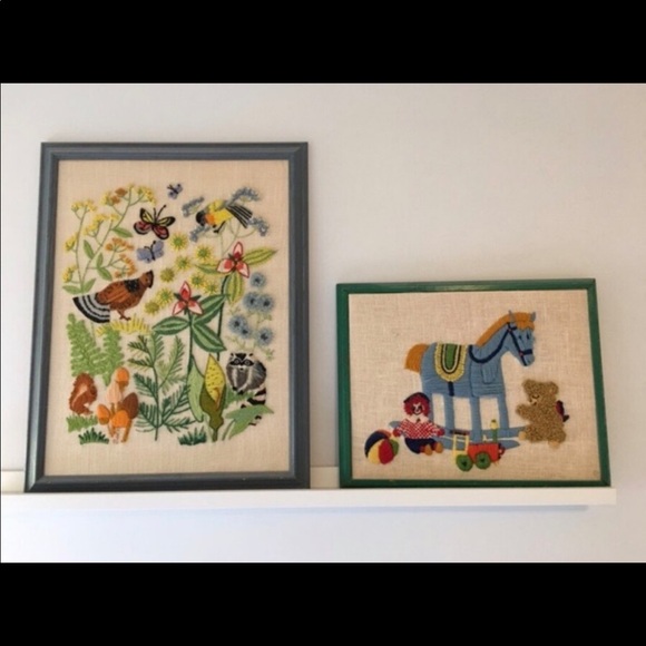 Vintage Handmade embroidered art